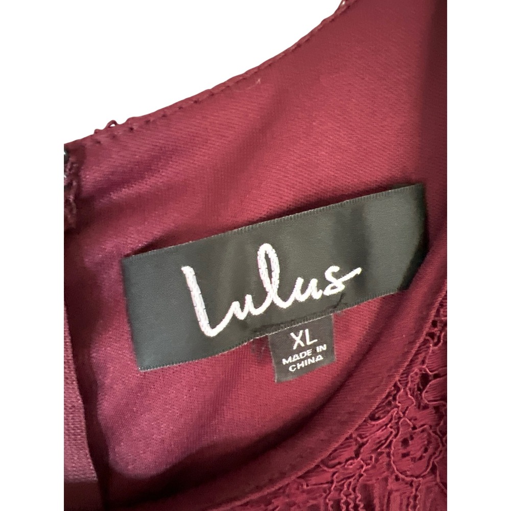 Lulus Lace Dress‎ Women XL Burgundy New NWT Short Sleeve Floral Shift Mini - Picture 2 of 9